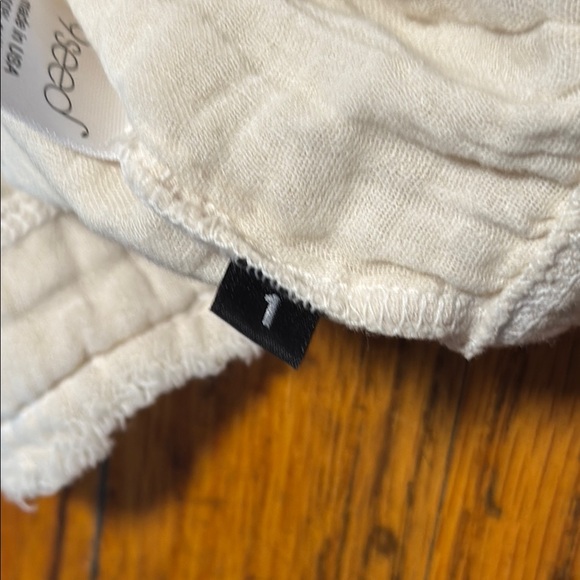 9SEED Women's 100% Slub Cotton Short Sleeve Cream Top Raw Hems Boxy‎ Fit Size 1 - Picture 3 of 11